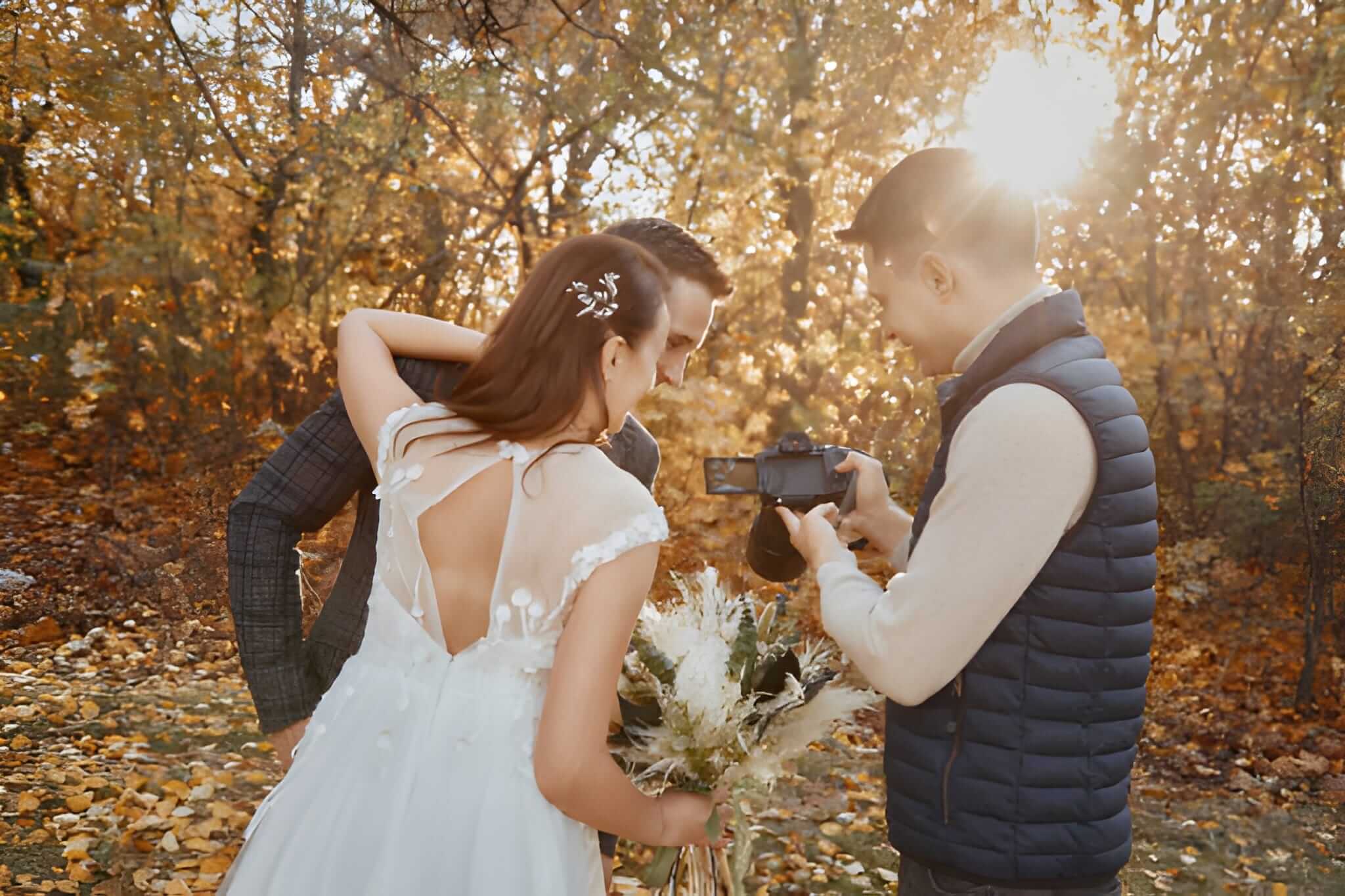 bride and groom in nature